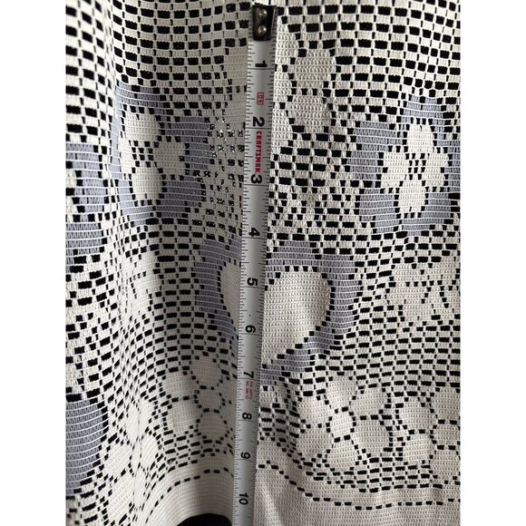 Lace Kitchen Cream & Blue Curtain Valance 27"W X 25"L Hearts Flowers Design - Picture 4 of 7